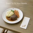 Luxenap 15.8 X 7.9 Inch Linen-Feel Guest Towels, 50 Lettered Hand Towels - Gold Letter 'A', Cursive Font, White Paper Dinner Napkins, airlaid, For Restrooms And Tables - Restaurantware