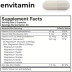 envitamin Ultra Magnesium Glycinate - 8 in 1 Formula with Methylated Vitamin B12, Vitamin D3 and B6.