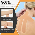 FairySandy 12 Pcs Precut Kinesiology Tape for Pain Relief Waterproof Breathable Kinesiology Athletic Tape Enhance Elastic Pre Cut Strips for Sports Joints Muscle Support (Neck,Beige)