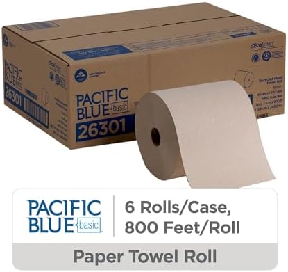 Georgia-Pacific Pacific Blue Basic Recycled Hardwound Paper Towel Rolls by GP PRO (Georgia-Pacific); Brown; 26301; 800 Feet Per Roll; 6 Rolls Per Case
