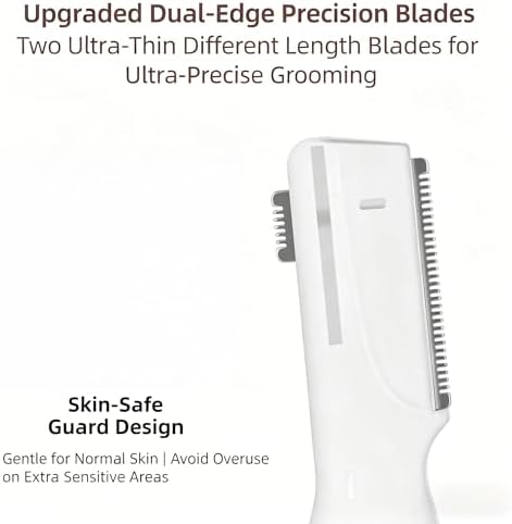 Upgraded Eyebrow Trimmer, Precision Electric Razor for Women Men, Battery Operated Painless Facial Hair Remover with Adjustable Comb & Washable Blade (Face, Upper Lip, Chin, Neck)