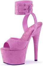 Womens Suede Sandals Platform Peep Open Toe Ankle Strap Slingback Super high Heels Sexy Nightclub Pole Dancing Stripper Club Dress Shoes 17cm
