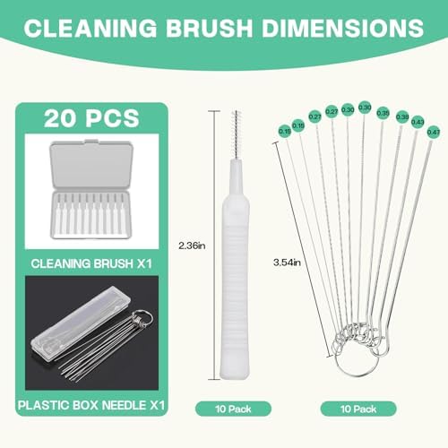 20PCS Shower Head Cleaning Brush,Tiny Brushes for Cleaning Shower Head,Gap Hole Anti-Clogging Cleaning Brush,Descaler Needles,Rust-Proof Showerhead Cleaner Set for Home and Kitchen (20 Pcs)