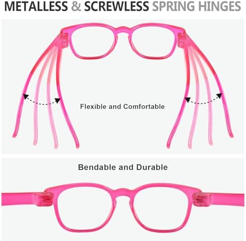 CessBlu 6 Pack Screwless Non-Metal Spring Hinges Reading Glasses Women Funky Readers +1.25