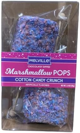 Melville Giant Marshmallow Pops - 2 Count - Cotton Candy - Candy & White Fudge Coated Marshmallows
