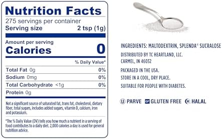 SPLENDA Zero Calorie Sweetener, Granulated Sugar Substitute, 9.7 Oz
