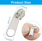 Piutouyar 200 Pack #3 Zipper Sliders Replacement, Silver Zipper Pulls Bulk for Nylon Coil Zippers Repair Kits for Luggages Jacket Purses Bags