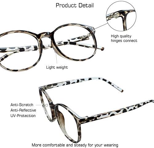 VisionGlobal Blue Light Blocking Glasses for Women Men, Oval Frame Computer Reading Glasses(Leopard,+2.00 Magnification)