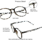 VisionGlobal Blue Light Blocking Glasses for Women Men, Oval Frame Computer Reading Glasses(Leopard,+2.00 Magnification)