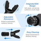 3 PCS Portable Breathing Trainer with Adjustable Resistance Settings (Black/Grey/White)