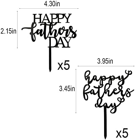 10 Piece Happy Father's Day Cake Topper - Father's Day Black Glitter Birthday Cake Decoration Dad Party Supplies (Acrylic 10)