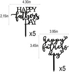 10 Piece Happy Father's Day Cake Topper - Father's Day Black Glitter Birthday Cake Decoration Dad Party Supplies (Acrylic 10)