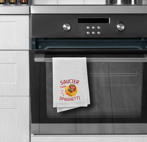 PXTIDY Spaghetti Kitchen Towel Spaghetti Lover Gift Italy Pasta Chef Gifts Italian Noodles Dish Tea Towel (Saucier Than Spaghetti t)