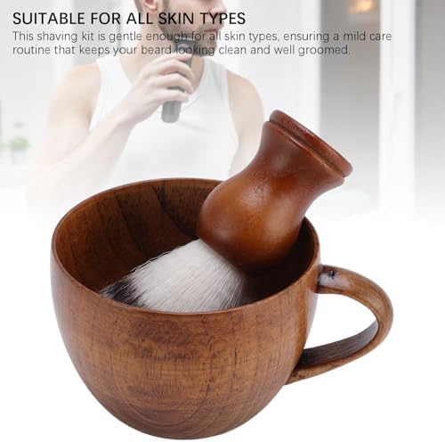 Mens Shaving Brush and Bowl, Grooming Kit with Jujube Wood and Nylon for Travel and Business Trips