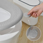 Tyenaza Toilet Seat Cover Pad, Grey Cover Cushion with Handle Waterproof EVA Thickened Comfort Quick Dry Toilet Accessory for Bathroom