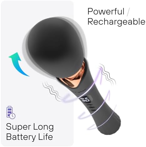 bed geek Cordless Wand Massager – Super Powerful Handheld Massage with 20 Speeds & 8 Patterns, Soft Silicone Head, Quiet Motor, LED Display, Body-Safe & Waterproof Black & Rose Gold