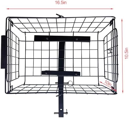 Foldable Rear Basket for Mobility Scooter, Heavy Duty Metal Portable Basket with Handle -Compatible with 1"x1" Hitch Receivers (Scooters & Power Chairs)