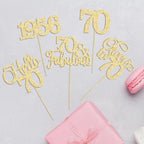 Gyufise 30Pcs 70th Birthday Cupcake Toppers 70 Fabulous Cupcake Picks Cheers to 70 1956 Cake Decorations for Happy 70th Birthday Wedding Anniversary Party Decoration Supplies Gold