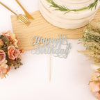 Happy 18th Birthday Cake Topper - Glitter Sky Blue 18th Birthday Cake Decorations, Eighteen Year Old Cake Smash Decor, 18th Birthday Cake Top Photo Booth Props (Sky Blue)