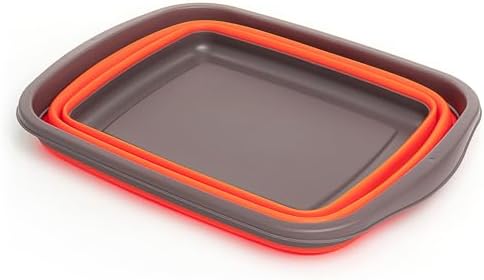 SAMMART 10L (2.6 Gallons) Collapsible Tub - Foldable Dish Tub - Portable Washing Basin - Space Saving Plastic Washtub (Grey/Orange)