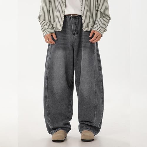 Mens Baggy Jeans Y2k Wide Leg Loose Fit Jeans Streetwear Denim Washed Hip Hop Pants