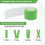 EVERLIT [4-Pack] Pre-Cut Elastic Cotton Kinesiology Therapeutic Athletic Sports Tape, for Pain Relief and Support, 80 Precut 10” Strips (Lime Green)