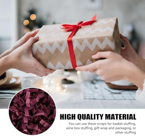 ZEBMOON 1 LB Burgundy Crinkle Cut Paper Shred Filler Great for Gift Wrapping, Basket Filling, Birthday, Wedding, Halloween, Thanksgiving, Christmas Day, New Year Party Decorations Filling Supplies