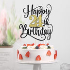 happy 24th birthday cake topper， 24 birthday party cake decorations