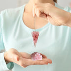 Anaya Agate Rose Quartz Pendulum – Orgone Crystal Pendulum – Dowsing Pendulum for Divination, Meditation, Chakra Healing – Natural Gemstone Pendulum
