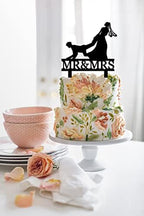Funny Wedding Cake Topper - The Bride Grabbed The Groom's Leg From Behind - Mr&Mrs Cake Topper, Bride Dragging Groom Cake Topper, The Hunt Is Over
