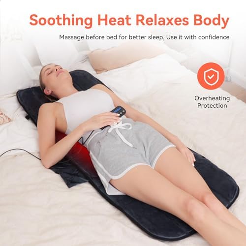 CuPiLo Massager Pad, Back Massager with Heat and 10 Vibrating Motors for Pain Relief, Body Massage for Back, Lumbar,Leg, Gifts for Men Women, Long 53"