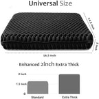 Gel Seat Cushion, Double Thick Breathable Honeycomb Design Absorbs Pressure Points Seat Cushion with Non-Slip Cover Gel Cushion for Office Chair Home Car Seat Cushion for Wheelchair (Black)
