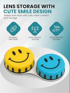 SPORTS WORLD VISION Seasonal Fun Contact Lens Cases Smily Cute Screw Top Travel Storage Contact Lens Box L/R Eyes Holder Container, Outdoor Mini Contact Lens Storage case, 3 Cases in Same Style