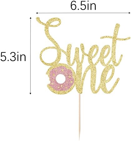 Donut Sweet One Cake Topper- 1st Birthday for 1st Birthday, Smash Cake Topper, Candyland Sweet One Cake Decorations (golden)