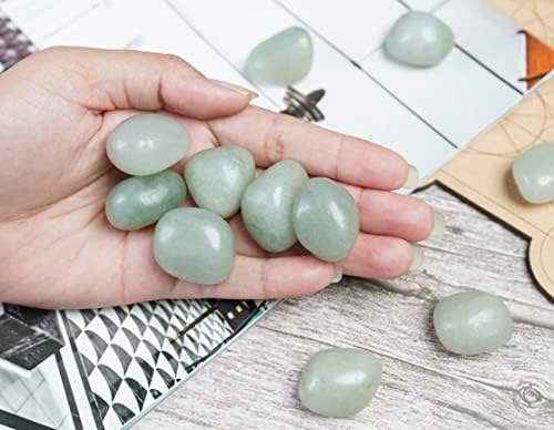 Crocon 800+ Carat, 13 Pcs Green Jade Tumbled Stones and Crystals Bulk Set for Chakra Reiki Healing Balancing Crystals Polished Stone Gemstones and Crystals Tumble for Gift Home Decor Size: 20-25mm