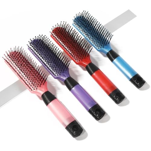 Anti Static Massage Hair Brush, Red Black Cushion Vent Air Cushion Comb for Curly Straight Hair, Styling Scalp Massager for Detangling and Smoothing(1pc random color)