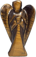 2 Inch Tiger Eye Guardian Angel Figurine Hand-Carved Natural Stone, Excellent for Promoting Balance and Strength