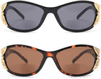 JM 2 Pack Bifocal Reading Sunglasses for Women Fashion Sun Readers Outdoor Reading Glasses UV400 Protection