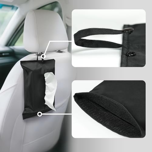 kakaforsa Black Toilet Paper Holder Travel Napkin Holder Reusable Tissue Holder Cloth Tissue Box Cloth Cover Hang Paper Towel Holder Tissue Box Cover Tissue Holder for Car Home Office Desk