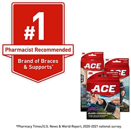 ACE Deluxe Ankle Stabilizer, Adjustable, Black, 1/Pack