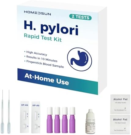 2 Pack H. Pylori Stool Antigen Test Kit at-Home Helicobacter Pylori Detection Non-Invasive Fecal Rapid Test Easy to Use Results in 15 Minutes