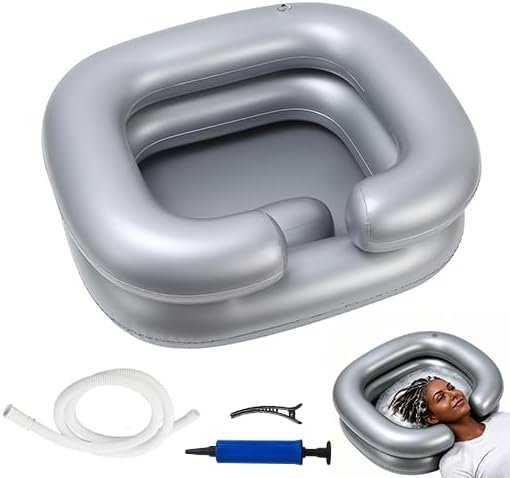 Inflatable Hair Washing Basin, Portable Shampoo Bowl with Drain Tube & Air Pump, Bedside Hair Wash Tub for Elderly, Disabled, kids,Pregnant Women, Home Salon