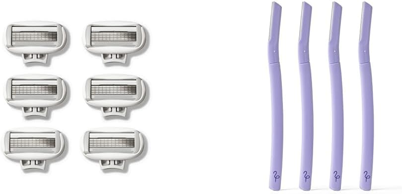 FLAMINGO Women's 5-Blade Razor Refills (6ct) & Facial Razors with Single Blade (4ct) Bundle