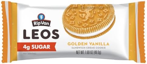 Rip Van LEOs - Golden Vanilla Sandwich Cookies - Low Sugar Snack Cookies - Low Carb Snack - Diabetic Snacks - 40 Low Sugar Cookies (10 Packs of 1.69oz)