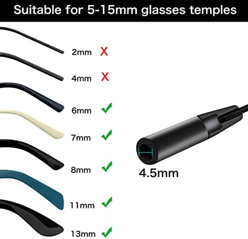 Glasses Strap Sports 3 pcs, Eyeglasses Strap Holder for Kids Women Men, Adjustable Sunglasses lanyard string chain，Reading eye glasses holders around neck, Eyewear Retainer (Black)