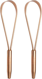 HealthAndYoga™ qLoop Copper Tongue Cleaner - Easy One Hand Use - Larger Surface Coverage - Ayurvedic Copper Health for Fresh Breath and Total Oral Hygiene (Set of 2)