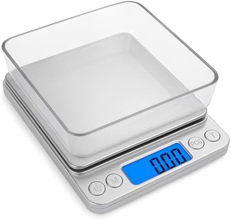 High Precision Digital Kitchen Scale 3kg / 0.1g – Food Scale for Baking, Cooking & Meal Prep – Slim Stainless Steel Design with Tare Function, Backlit LCD, Easy Clean Surface