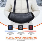 Heated Hand Warmer Pouch, PU Leather Electric Heated Hand Muff, With10000mAh Rechargeable Power Bank Hand Warmer, 3 Levels Heating for Football, Hunting,Fishing,Camping.(Power Bank Included)