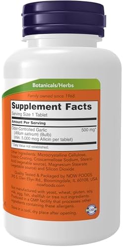 NOW Foods Supplements, Garlic 5,000 (Allium sativum), Enteric Coated, Odor Controlled, 90 Tablets