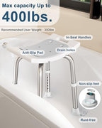 HOMLAND Shower Chair for Inside Shower, 400 lbs Adjustable Shower Stool with Suction Feet, Shower Seat for Inside Tub Bathroom Bench Bath Chair for Elderly and Disabled - Light Gray